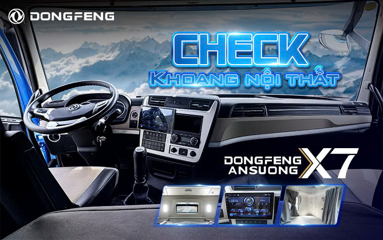 Khoang nội thất hiện đại, tiện nghi của đầu kéo Dongfeng X7