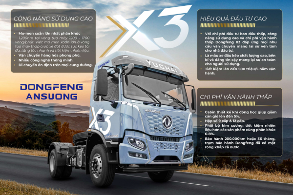 Bền vững lợi nhuận cùng xe đầu kéo Dongfeng X3 1 cầu 290HP